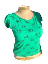 Blusa Verde Malha Plus Size Verde Estampada G/GG