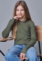 Blusa Verde Manga Longa Algodão Menina Lilimoon