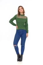 Blusa Versículo Verde Com Tela Em Poa-2265 Blusa Versículo Verde Com Tela Em Poa-2265