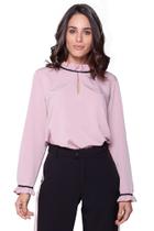 Blusa VerSil Rosa Pó com Babados e Detalhe em Preto TM M Blusa VerSil Rosa Pó com Babados e Detalhe em Preto TM M