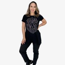 Blusa Veste Legging Leão Bicolor Coroa Strass