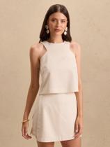 Blusa Via Lessa Napoli com Cava Francesa em Linho Natural Blusa Via Lessa Napoli com Cava Francesa em Linho Natural