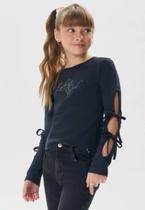 Blusa Vic & Vicky Manga Longa com Amarrações