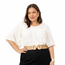Blusa Viscolinho Manga Ampla Plus Size