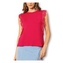 Blusa viscolycra cavado renda casual novidade feminina