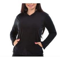 Blusa viscolycra manga longa capuz feminina