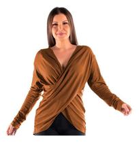 Blusa Viscolycra Manga Longa Transpassada Social Elegante Blusa Viscolycra Manga Longa Transpassada Social Elegante
