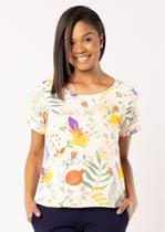 Blusa Viscose Pau a Pique Estampada Verde