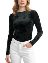 Blusa Vlerkeq Burnout Velvet Floral Slim Fit para mulheres
