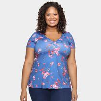 Blusa Wee! Plus Size Gola V Floral Feminina