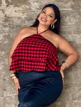 Blusa Xadrez Feminina Frente Única Plus Size Cropped Bata Soltinha Babado Alça Amarração Blusa Xadrez Feminina Frente Única Plus Size Cropped Bata Soltinha Babado Alça Amarração