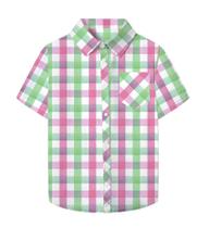 Blusa xadrez SANGTREE de manga curta com botões - rosa roxa Blusa xadrez SANGTREE de manga curta com botões - rosa roxa
