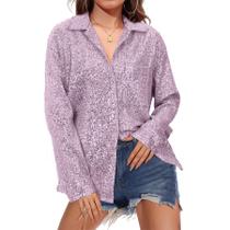 Blusa Zando Purple Sequin Top para mulheres tamanho L