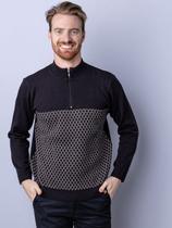 Blusão 1/2 fecho com jacquard Blusão 1/2 fecho com jacquard
