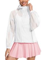 Blusão Aavoogue Light para mulheres com proteção solar UPF 50+ branca L