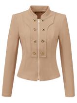 Blusão Allegra K Vintage Steampunk Button Zip Up Crop para mulher