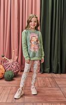 Blusão Alongado em Moletom 3 Cabos com Pelucia e Calça Legging em Termoskin Kukiê Infantil Menina Blusão Alongado em Moletom 3 Cabos com Pelucia e Calça Legging em Termoskin Kukiê Infantil Menina