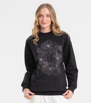 Blusão Alongado Feminino Moletom Peluciado Rovitex Preto
