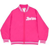 Blusão Barbie Girls Racing Bomber Rosa Choque/Branco Tamanho 10/12