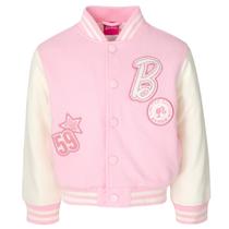 Blusão Barbie Little Girls French Terry Varsity Pink 6