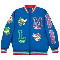 Blusão Bomber Nintendo Super Mario Bros - Azul - Tamanho 7
