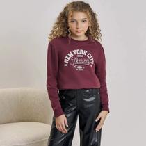 Blusão Boxy Infantil Menina Vic&Vicky Moletom Bordo Inverno -