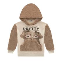 Blusão Capuz Infantil Alongado Pretty Moletom Pelo Ursas Kukiê