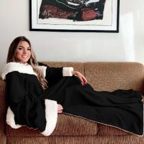 Blusão Cobertor com Mangas Sherpa Macio e Quentinho Casa Dona