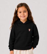 Blusão Com Capuz Infantil Feminino Moletom Select Preto Blusão Com Capuz Infantil Feminino Moletom Select Preto