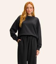 Blusão Cropped Manga Longa Moletom Básico Endless Preto