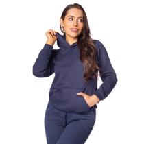 Blusão de Moletom Feminino Desayner com Capuz Marinho