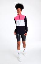 Blusão de Moletom Feminino Juvenil Preto, Rosa e Branco NR 14
