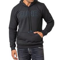 Blusão de Moletom Masculino Canguru Com Capuz Preto Zune