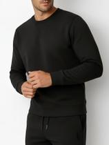 Blusão de Moletom Masculino Clássico Gola Careca Preto inverno Gola Redonda - Casacos de inverno