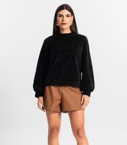 Blusão de Pelo Carneiro Feminino Endless Preto Blusão de Pelo Carneiro Feminino Endless Preto