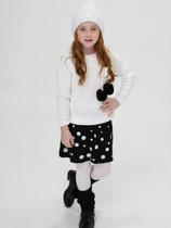 Blusão Em Tricot Infantil Menina Com Pompom Off White - Twiky