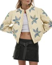 Blusão feminina Locachy, casual, recortada, bege, XXL Blusão feminina Locachy, casual, recortada, bege, XXL