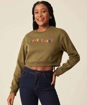 Blusão Feminino Cropped Moletom Estampado Marisa-70920