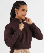 Blusão Feminino Cropped Moletom Flanelado Marisa Marro-49099 Blusão Feminino Cropped Moletom Flanelado Marisa Marro-49099