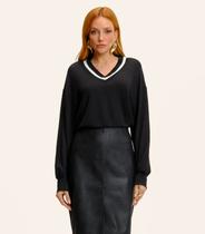 Blusão Feminino Decote V Molecotton Endless Preto Blusão Feminino Decote V Molecotton Endless Preto