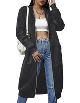 Blusão feminino ELESOL, casual, linha de lã, com capuz, cinza escuro, XL Blusão feminino ELESOL, casual, linha de lã, com capuz, cinza escuro, XL