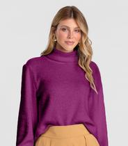 Blusão Feminino em Tricot Felpudo Dianna Roxo Blusão Feminino em Tricot Felpudo Dianna Roxo