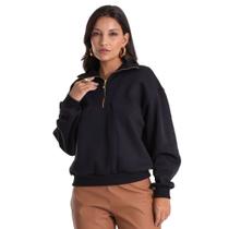 Blusão Feminino Endless Moletom Gola Alta Preto Blusão Feminino Endless Moletom Gola Alta Preto