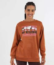 Blusão Feminino Moletom Flanelado Snoopy Marrom-49109