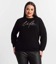 Blusão Feminino Plus Size Secret Glam Preto