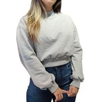 Blusao Hering Feminino Moletom Algodão Cropped Cinza 060QM2HEN