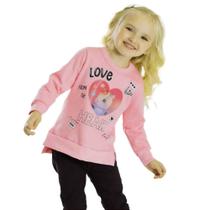 Blusão Infantil Menina Moletom Unicórnio Rosa Serelepe