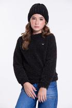 Blusão Infantil Menina Pelinho Preto