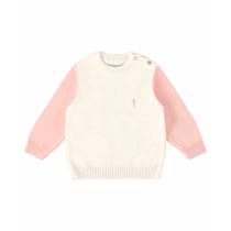 Blusão Infantil Menina Tricô Off White/Rosa Nina Go Blusão Infantil Menina Tricô Off White/Rosa Nina Go