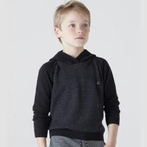 Blusão Infantil Menino em Tricot Com Capuz Preto - Biogás